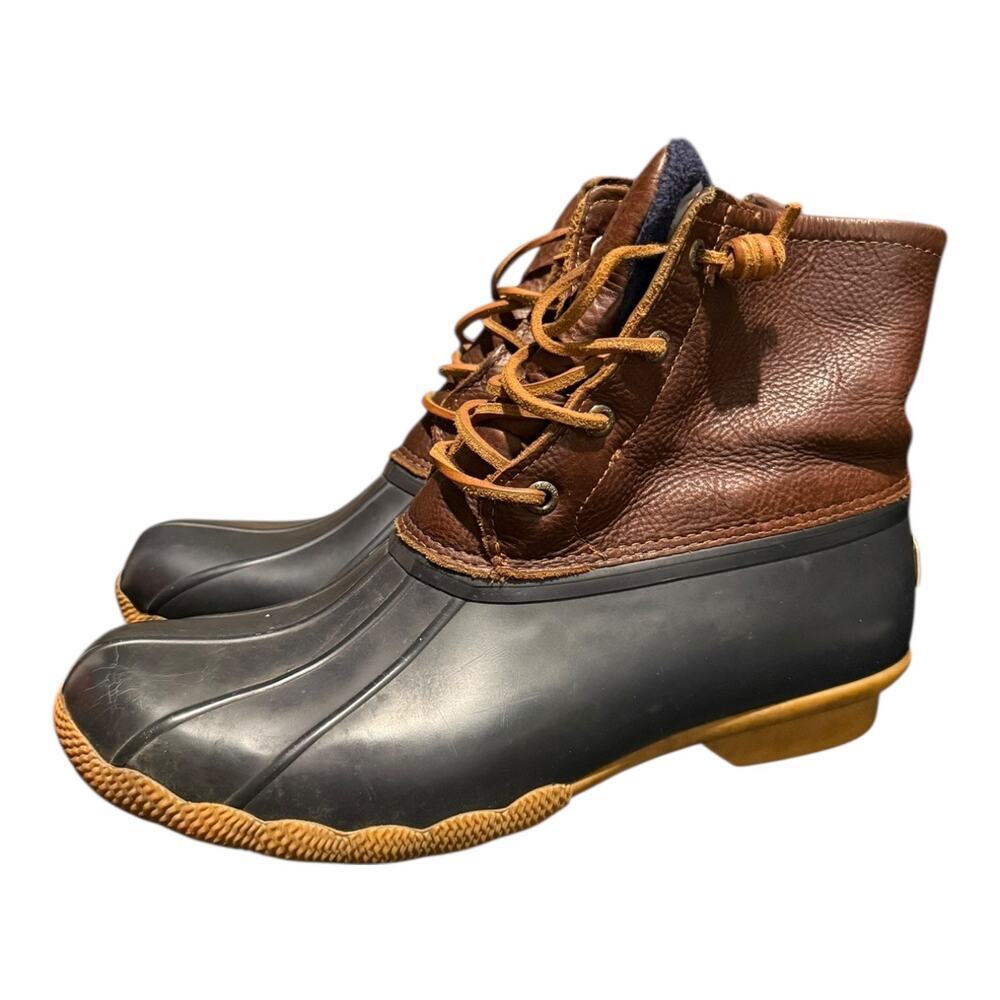 Sperry Top-Sider STS91176 Saltwater Leather rubber Duck Boots Shoes Women's Sz 9